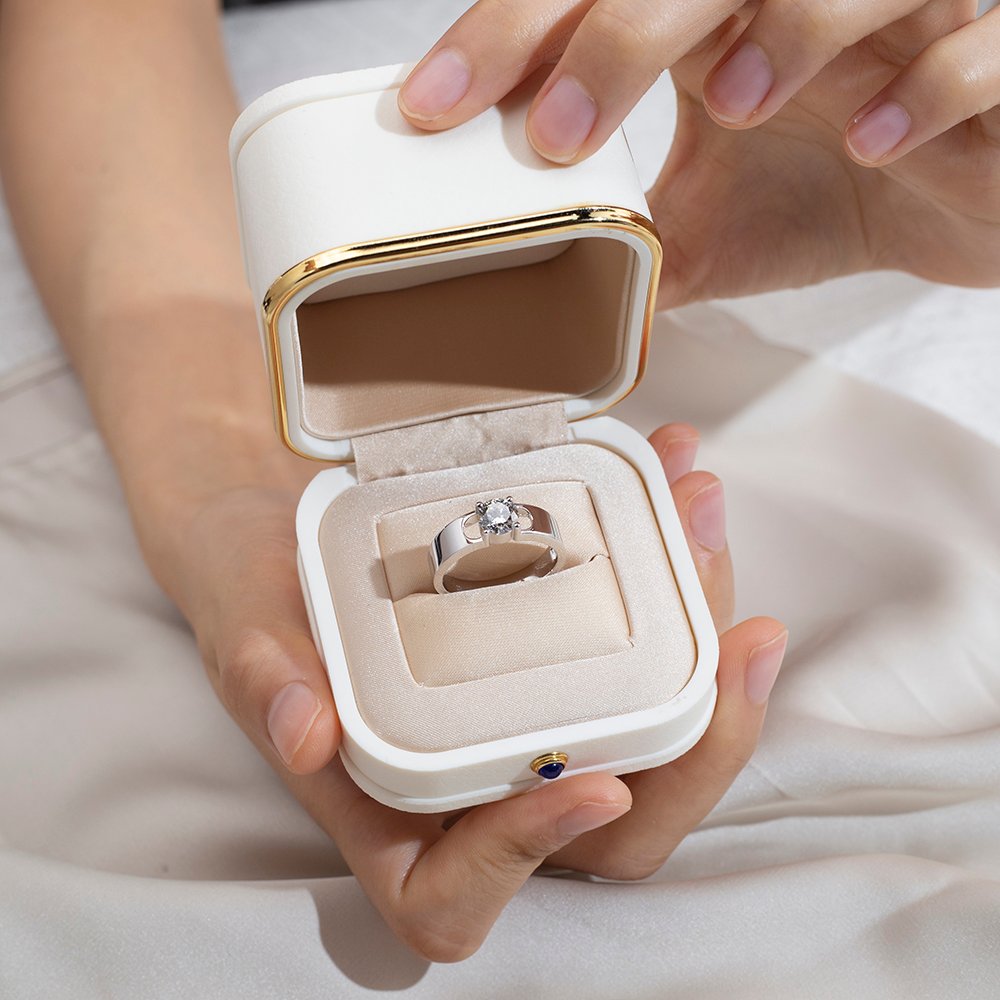 Aurora Geometry Round Cut Lab Grown Diamond 1CT Solitaire D VS1 18K White Gold Ring MSR-1678