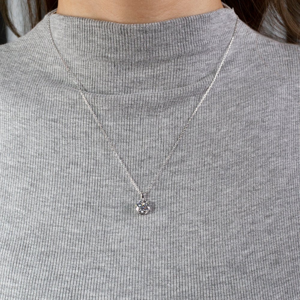 Aurora Geometry Round Shape Lab Grown Diamond D VS1 2.08CT 18K White Gold Necklace MSN-849