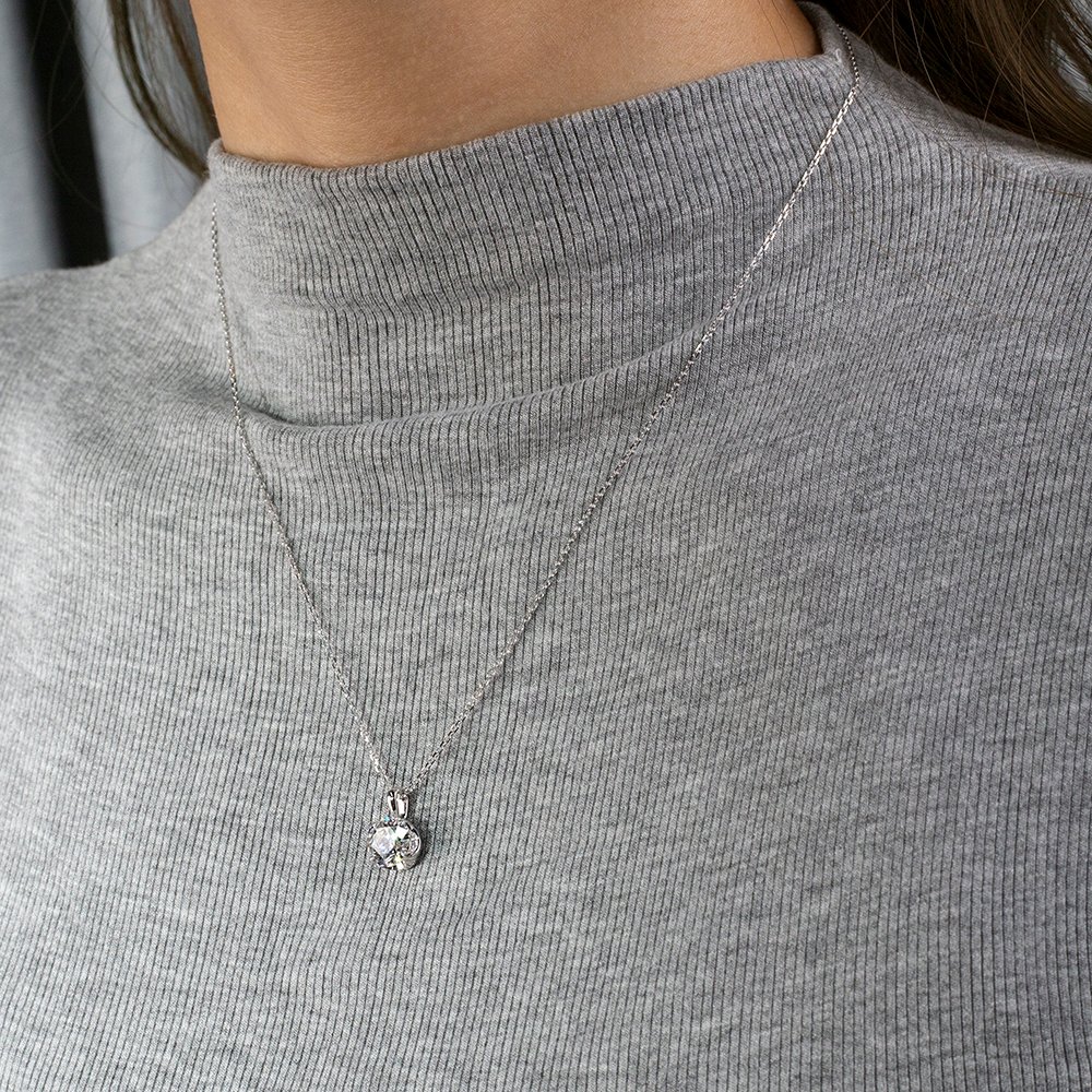 Aurora Geometry Round Shape Lab Grown Diamond D VS1 2.08CT 18K White Gold Necklace MSN-849