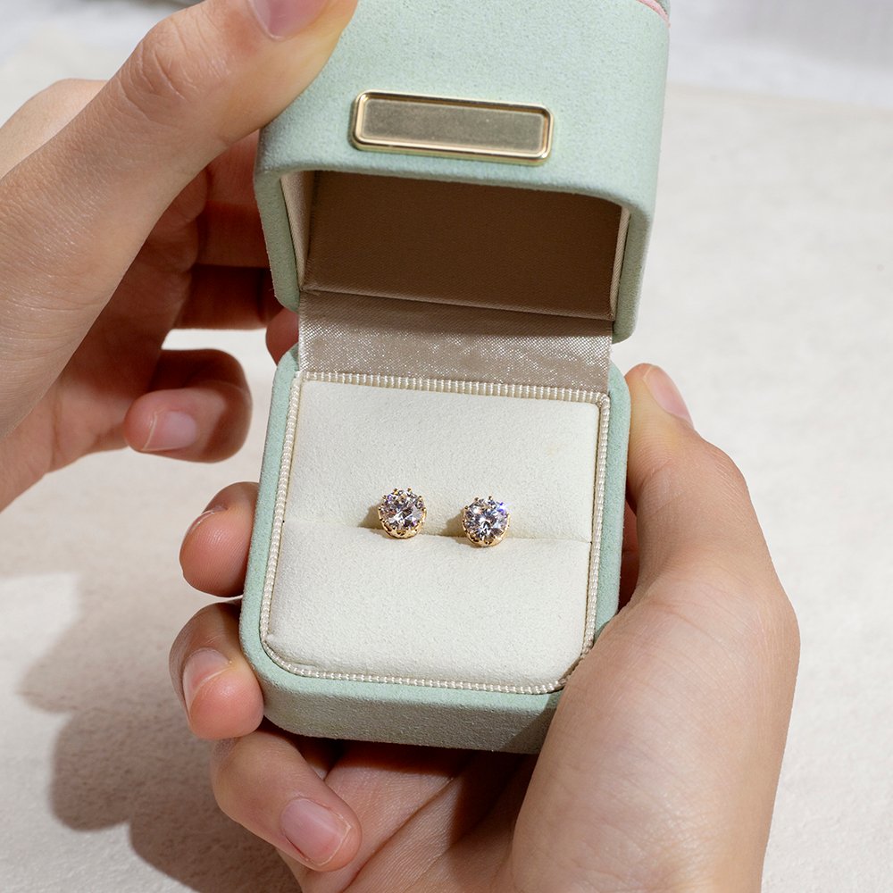 Aurora Geometry Round Shape Lab Grown Diamond 0.83Carats D VVS2 18K White Gold Studs Earrings MSE-782