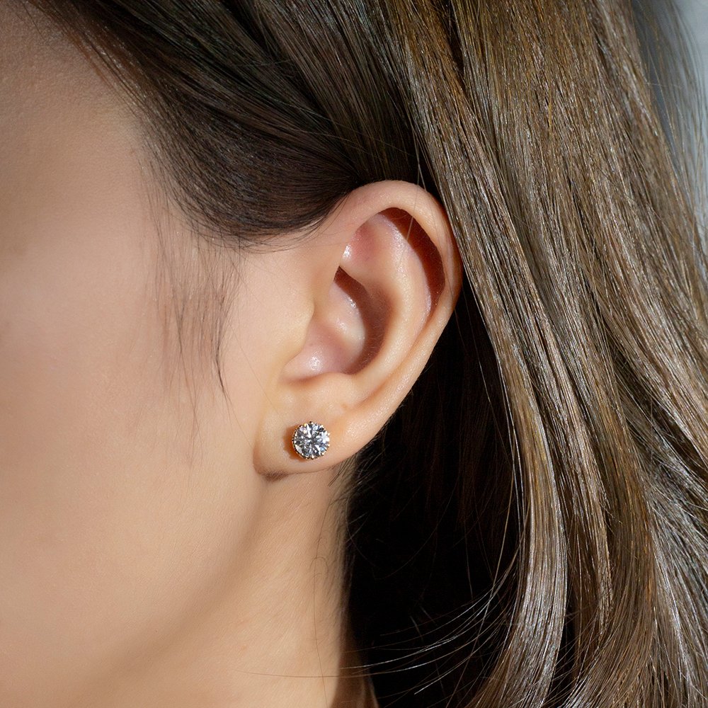 Aurora Geometry Round Shape Lab Grown Diamond 0.83Carats D VVS2 18K White Gold Studs Earrings MSE-782