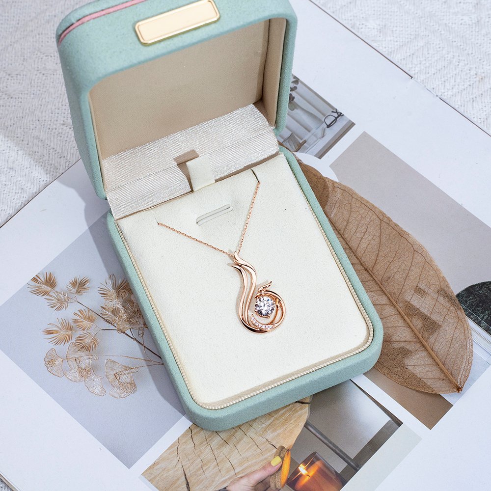 Aurora Geometry Round Shape Lab Diamond E VVS2 18K Rose Gold Pendant Necklace MSN-854
