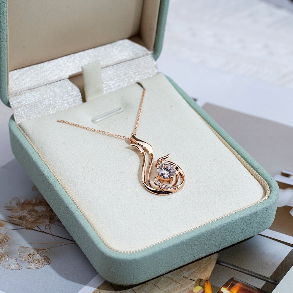 Aurora Geometry Round Shape Lab Diamond E VVS2 18K Rose Gold Pendant Necklace MSN-854