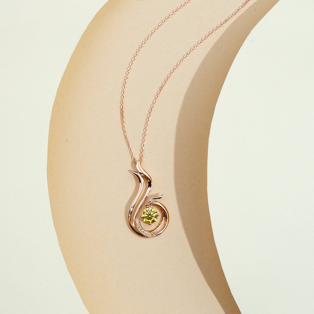 Aurora Geometry Round Shape Lab Diamond E VVS2 18K Rose Gold Pendant Necklace MSN-854