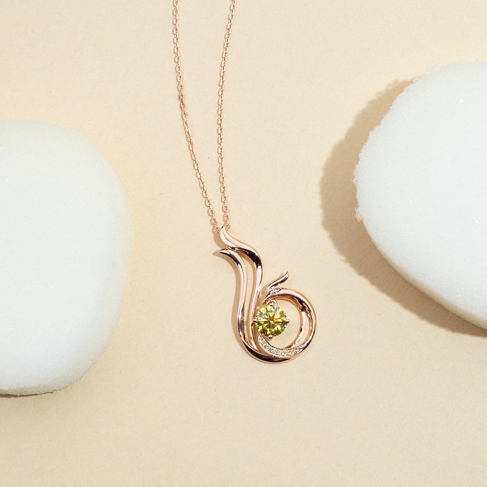 Aurora Geometry Round Shape Lab Diamond E VVS2 18K Rose Gold Pendant Necklace MSN-854