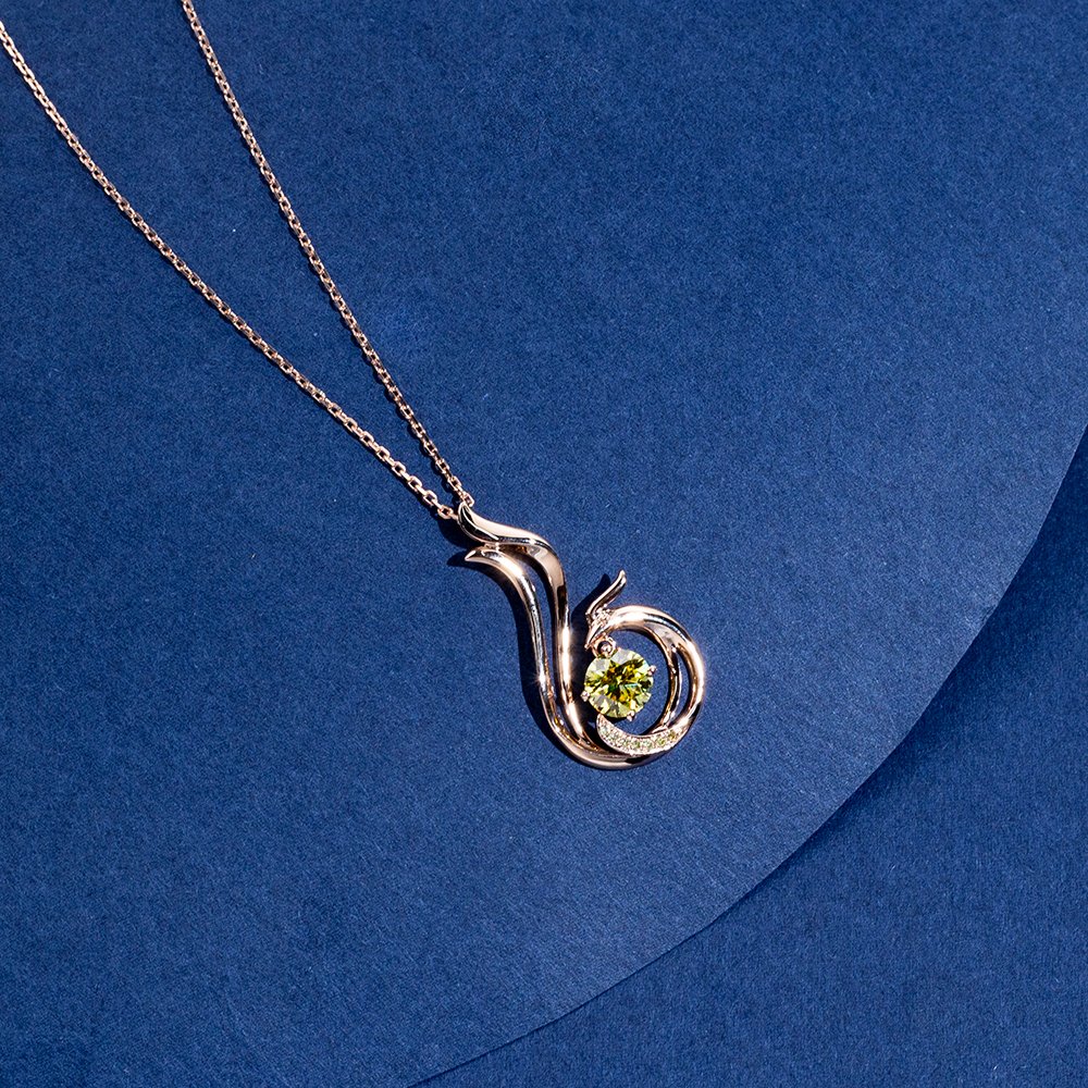 Aurora Geometry Round Shape Lab Diamond E VVS2 18K Rose Gold Pendant Necklace MSN-854