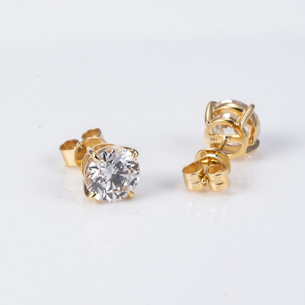 Aurora Geometry Round Shape Lab Grown Diamond 1CT D VS2 E VS1 18K Yellow Gold Studs Earrings MSE-329-06