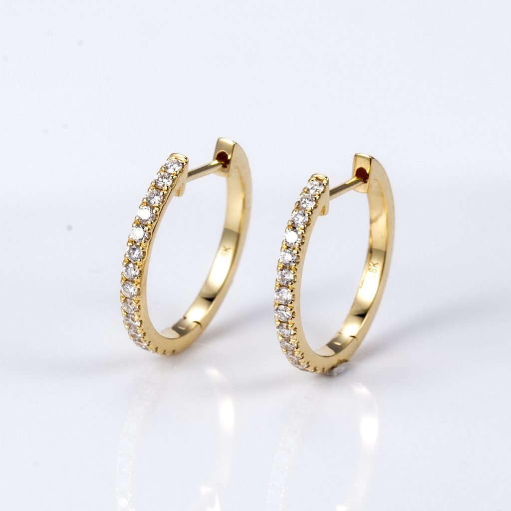 Aurora Geometry Round Lab Grown Diamond 1.2MM VVS-VS 18K White Gold Yellow Gold Hoop Earrings MSE-649