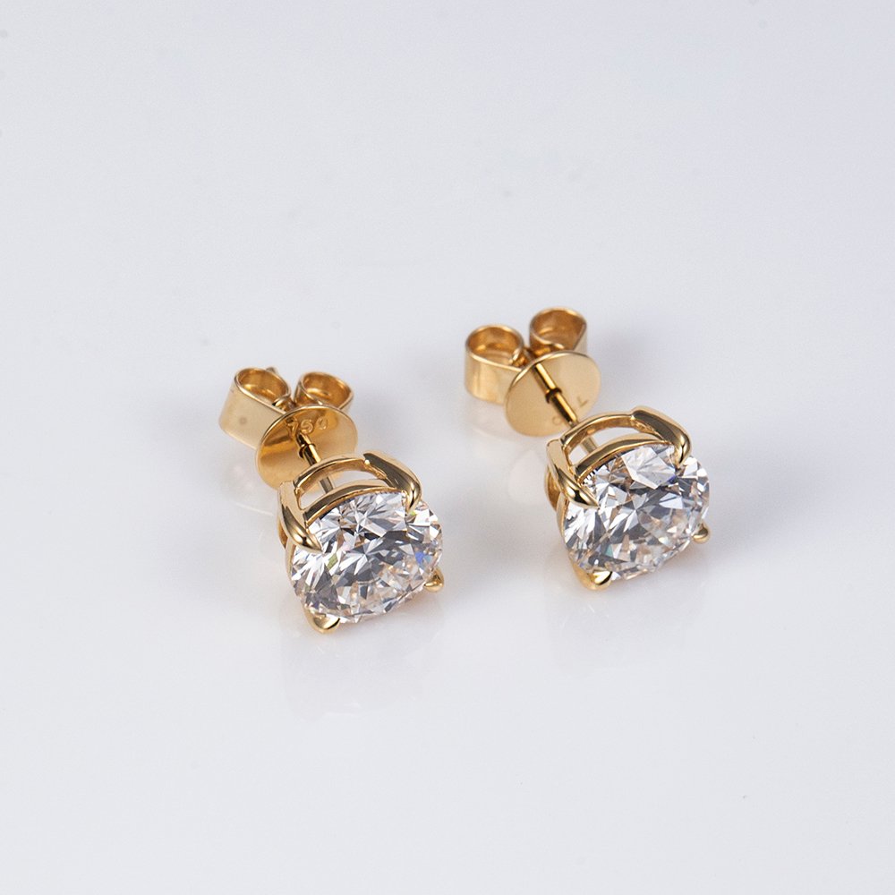 Aurora Geometry Round Shape Lab Grown Diamond 1.5CT G VVS2 18K Yellow Gold Studs Earrings MSE-329