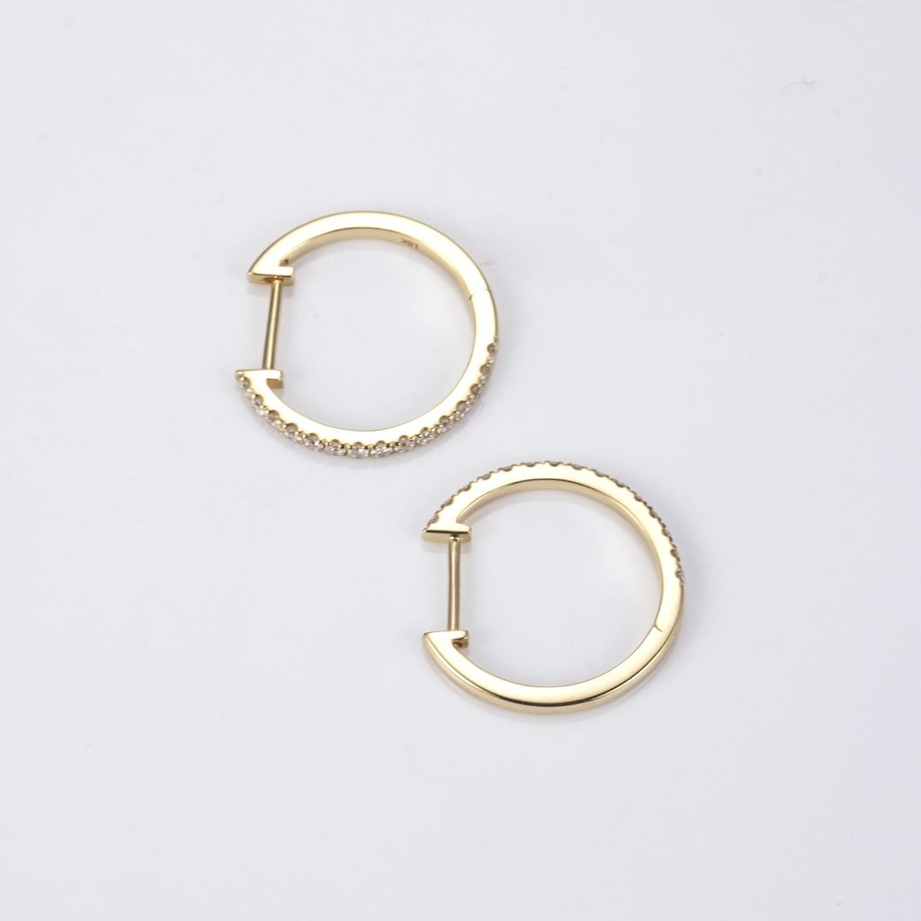 Aurora Geometry Round Lab Grown Diamond 1.2MM VVS-VS 18K White Gold Yellow Gold Hoop Earrings MSE-649