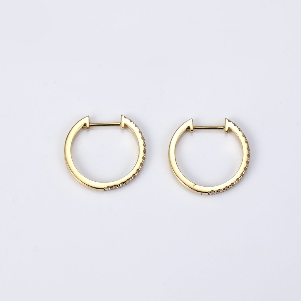 Aurora Geometry Round Lab Grown Diamond 1.2MM VVS-VS 18K White Gold Yellow Gold Hoop Earrings MSE-649