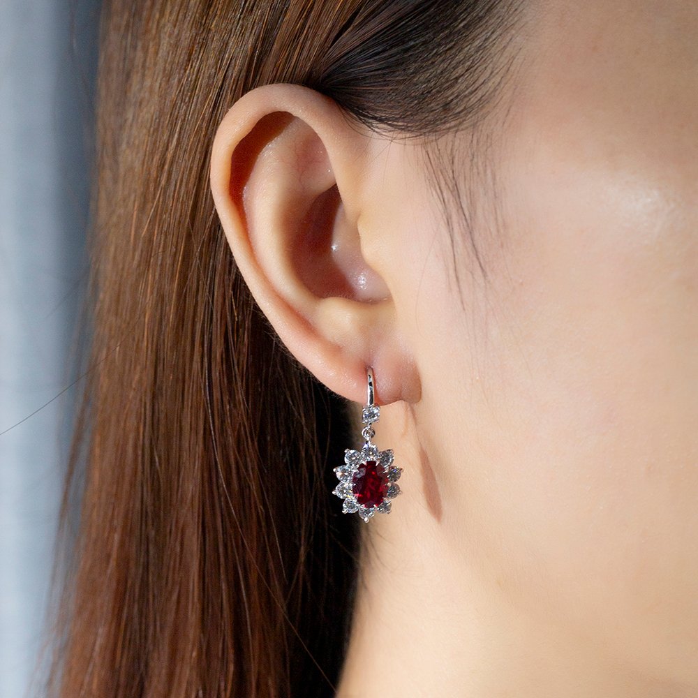 Aurora Geometry Radiant Shape Lab Grown Diamond 3.01 Carats D VVS2 18K White Gold Studs Earrings MSE-771