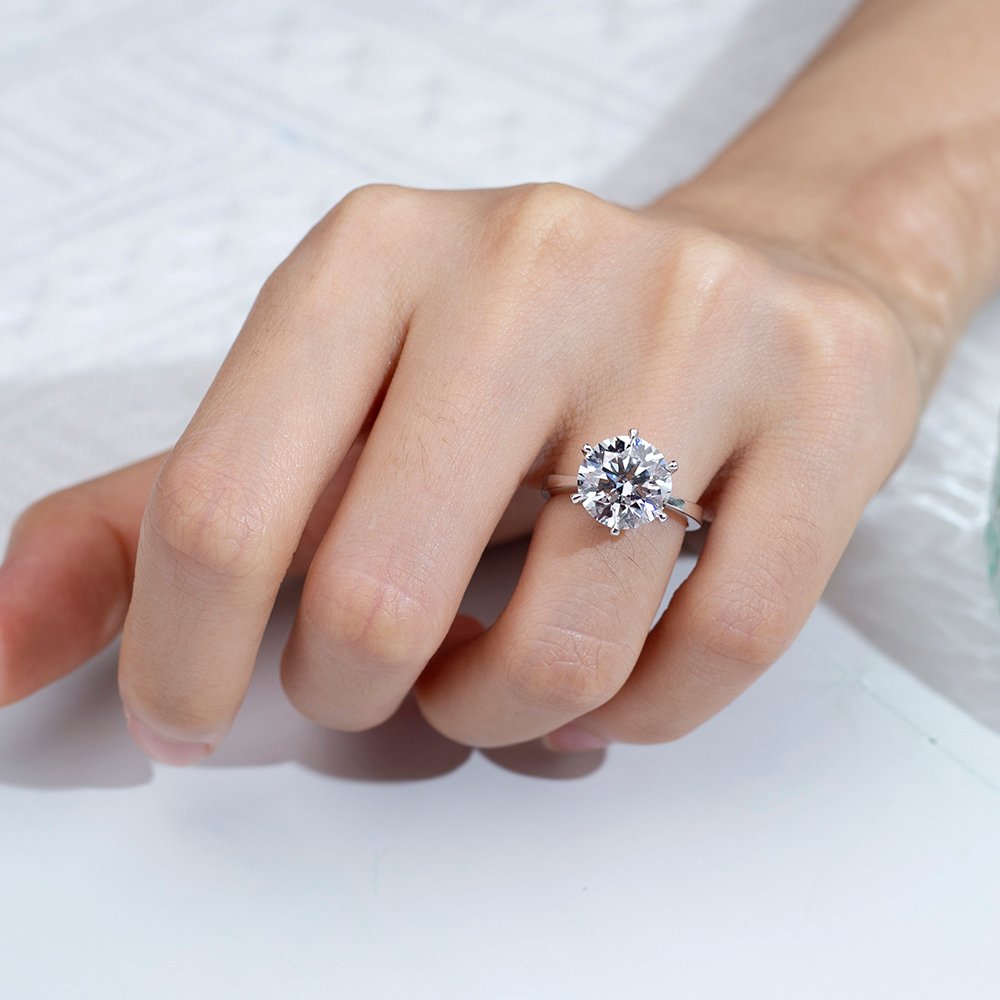 Aurora Geometry Round Cut Lab Grown Diamond 3.7CT Solitaire E VVS2 PT950 Ring MSR-1661