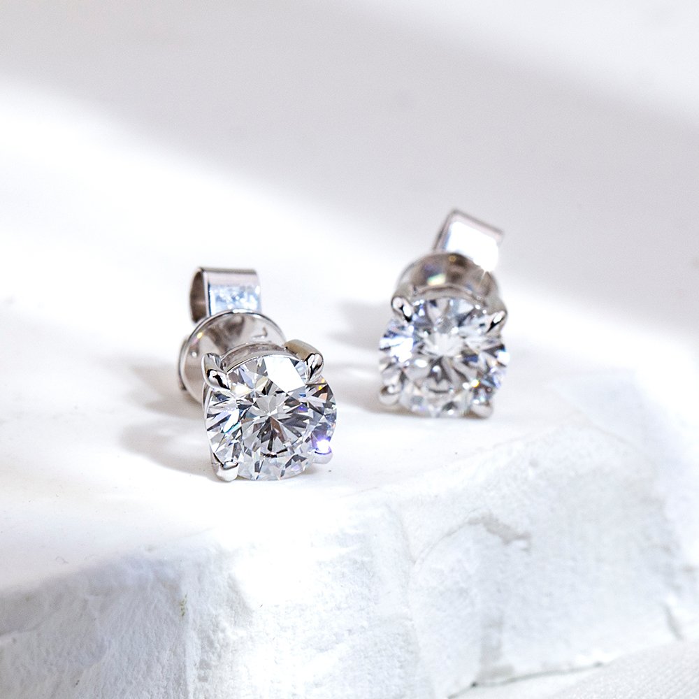 Aurora Geometry Round Shape Lab Grown Diamond 1.5CT D VS1 18K White Gold Studs Earrings MSE-329-03