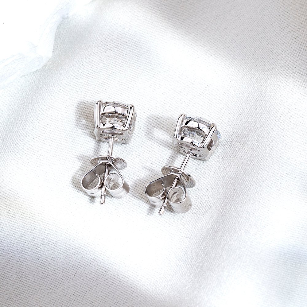 Aurora Geometry Round Shape Lab Grown Diamond 1CT 18K White Gold Studs Earrings MSE-329-02