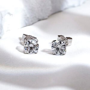 Aurora Geometry Round Shape Lab Grown Diamond 1CT D VVS1 18K White Gold Studs Earrings MSE-329-09