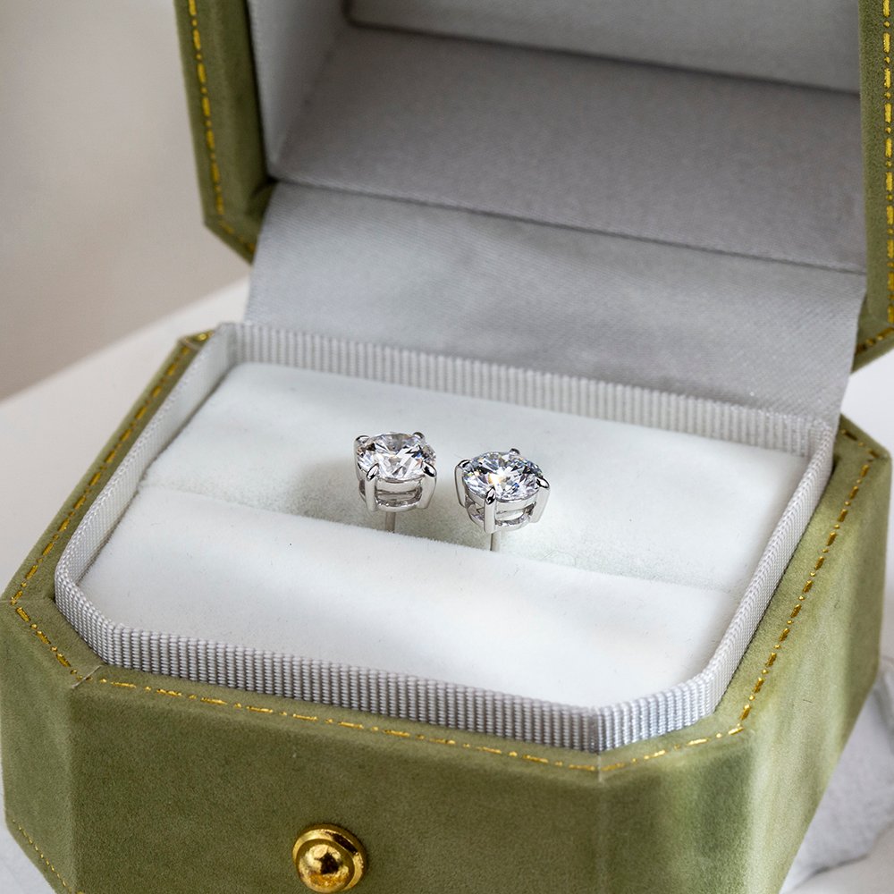 Aurora Geometry Round Shape Lab Grown Diamond 1.5CT D VS1 18K White Gold Studs Earrings MSE-329-03