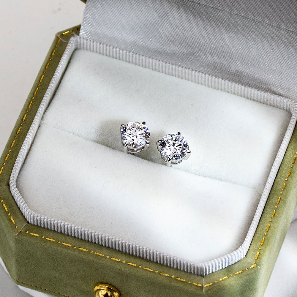 Aurora Geometry Round Shape Lab Grown Diamond 1.5CT D VS1 18K White Gold Studs Earrings MSE-329-03