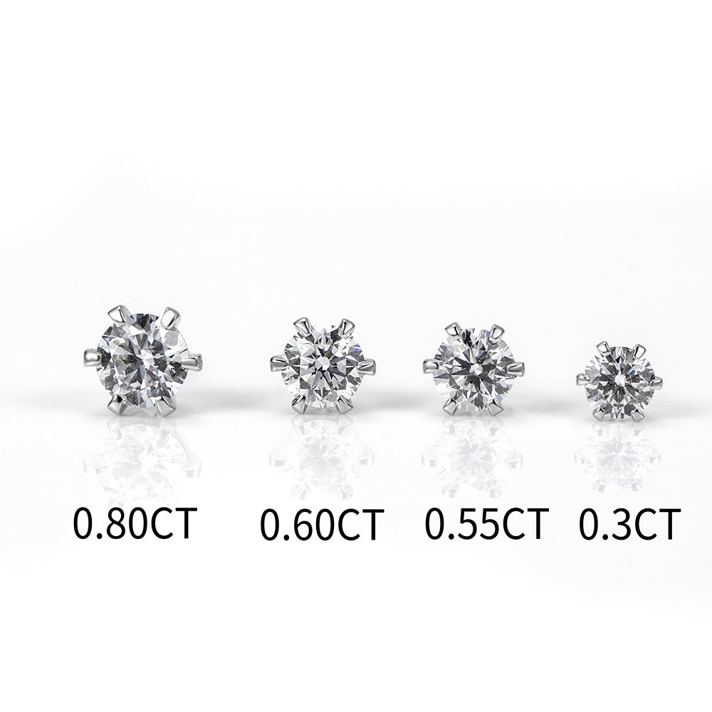 Aurora Geometry Round Shape Lab Grown Diamond 0.3CT 0.55CT 0.6CT 0.8CT 18K White Gold Studs Earrings KDE-004