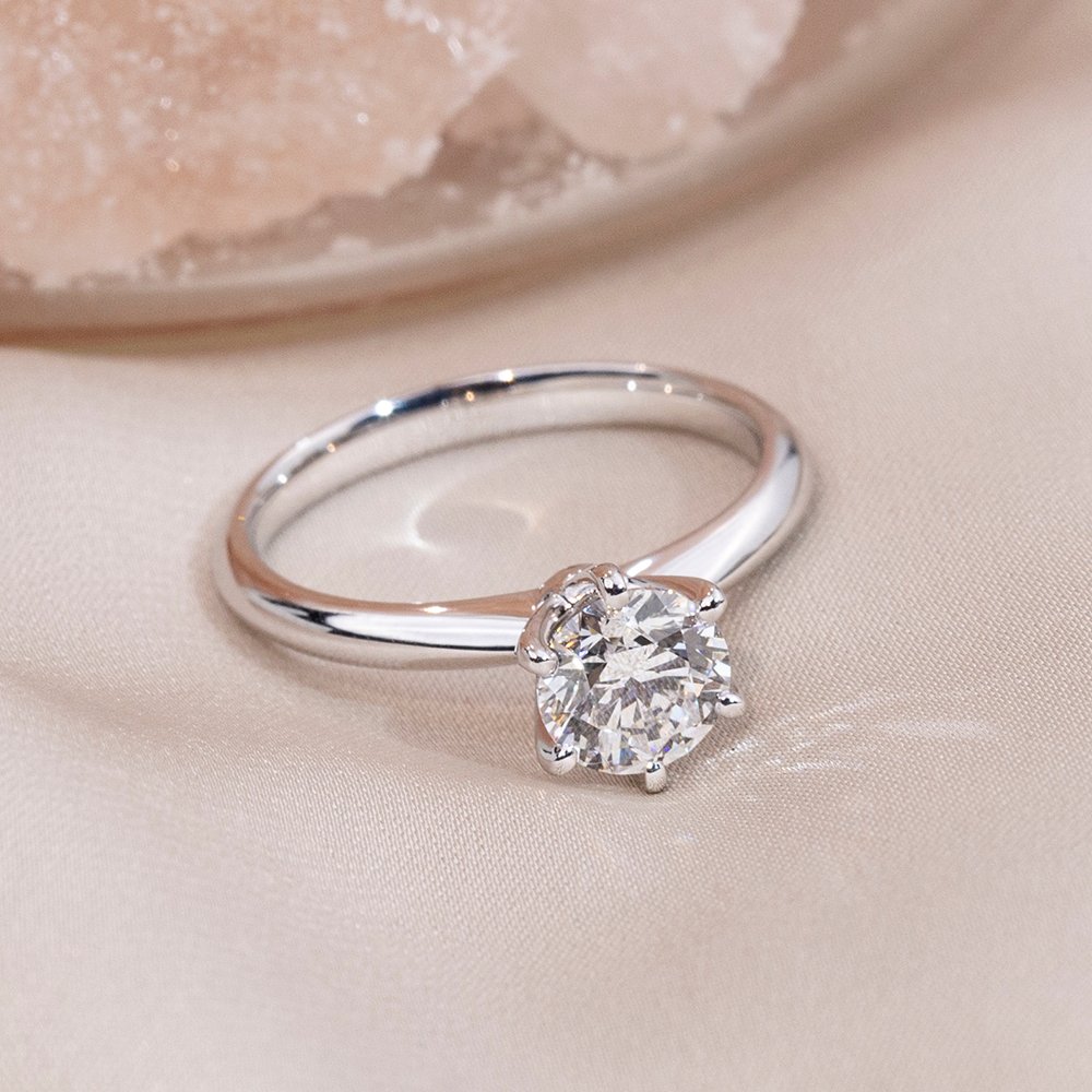 Aurora Geometry Round Cut Lab Grown Diamond 2.1CT 2.4CT Solitaire G VS2 F VS1 Platinum Ring MSR-058-13