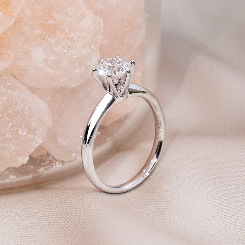 Aurora Geometry Round Cut Lab Grown Diamond 2.1CT 2.4CT Solitaire G VS2 F VS1 Platinum Ring MSR-058-13