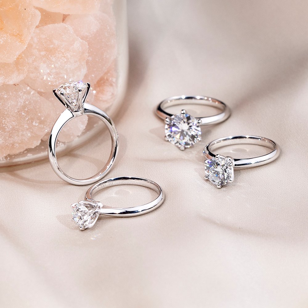 Aurora Geometry Round Cut Lab Grown Diamond 1CT 1.5CT 2CT 3CT Solitaire D E F I 18K White Gold Ring MSR-058