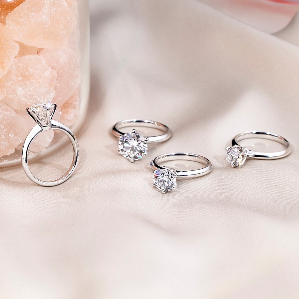 Aurora Geometry Round Cut Lab Grown Diamond 1CT Solitaire D E Platinum Ring MSR-058-11