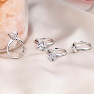 Aurora Geometry Round Cut Lab Grown Diamond 1CT 1.5CT 2CT 3CT Solitaire D E F I 18K White Gold Ring MSR-058