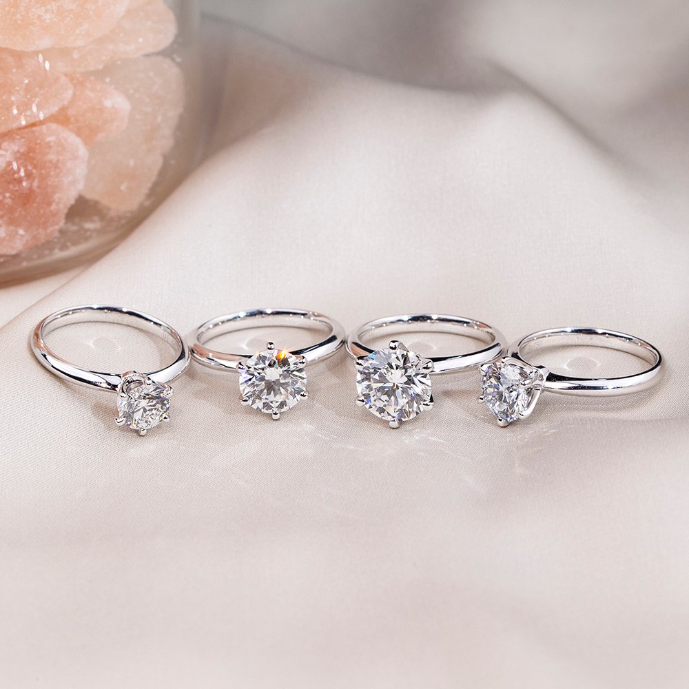 Aurora Geometry Round Cut Lab Grown Diamond 1CT Solitaire D E Platinum Ring MSR-058-11