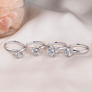 Aurora Geometry Round Cut Lab Grown Diamond 1CT 1.5CT 2CT 3CT Solitaire D E F I 18K White Gold Ring MSR-058