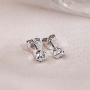 Aurora Geometry Round Shape Lab Grown Diamond 0.3CT 0.55CT 0.6CT 0.8CT 18K White Gold Studs Earrings KDE-004