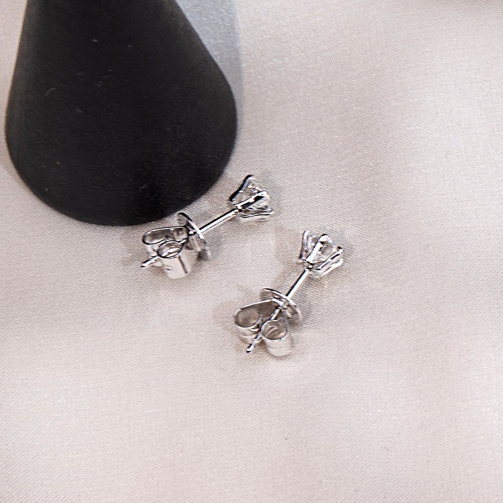 Aurora Geometry Round Shape Lab Grown Diamond 0.3CT 0.55CT 0.6CT 0.8CT 18K White Gold Studs Earrings KDE-004