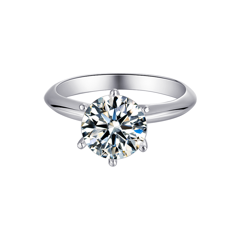 Aurora Geometry Round Cut Lab Grown Diamond 3CT D VS1 18k White Gold Ring M031