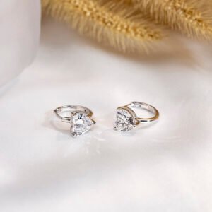 Aurora Geometry Heart Shape Lab Grown Diamond Total 2 Carats G VS1 Huggies 18K White Gold huggies Earrings MSE-778