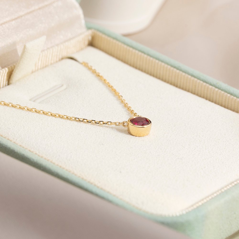 Aurora Geometry Round Shape Lab Ruby S925 Silver Pendant Necklace MSN-848