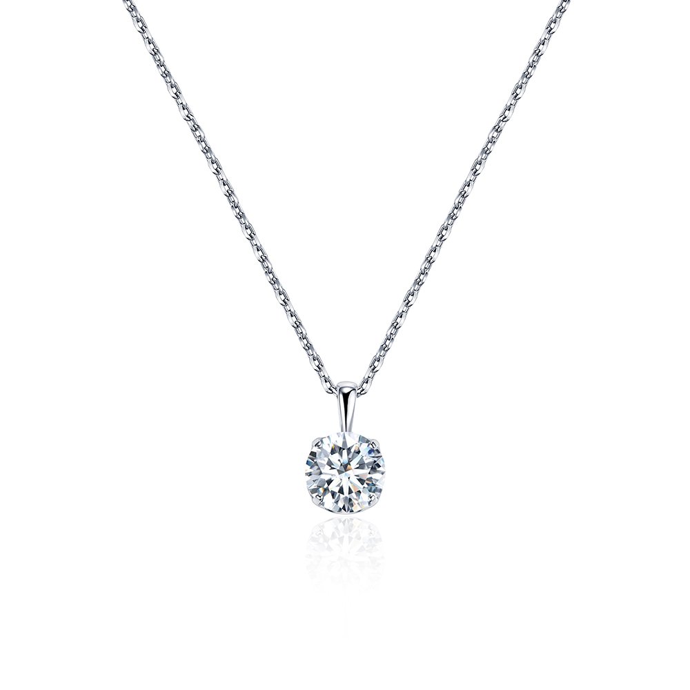 Aurora Geometry Round Shape Lab Grown Diamond D VS1 2.08CT 18K White Gold Necklace MSN-849