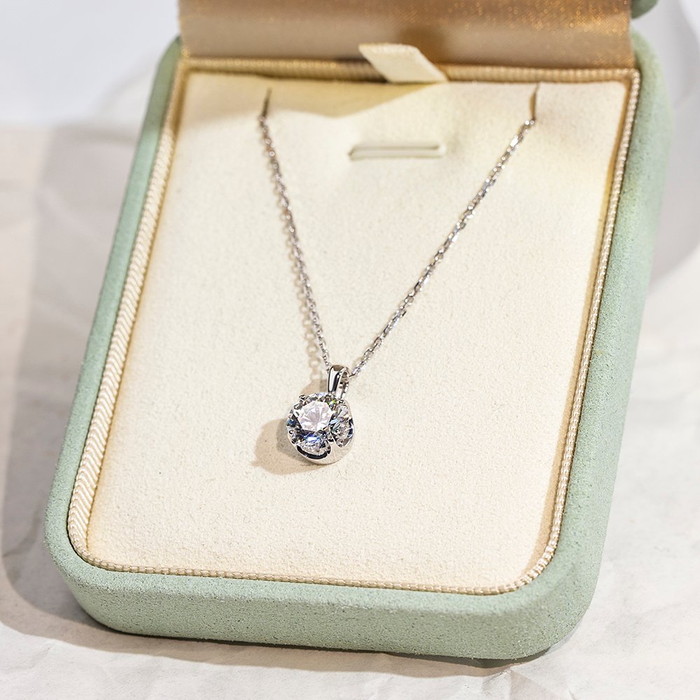 Aurora Geometry Round Shape Lab Grown Diamond D VS1 2.08CT 18K White Gold Necklace MSN-849