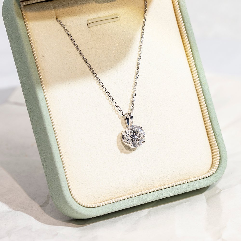 Aurora Geometry Round Shape Lab Grown Diamond D VS1 2.08CT 18K White Gold Necklace MSN-849