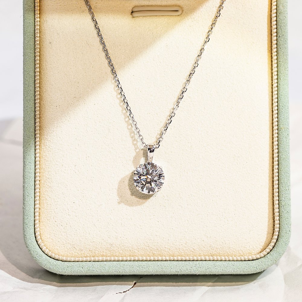 Aurora Geometry Round Shape Lab Grown Diamond D VS1 2.08CT 18K White Gold Necklace MSN-849