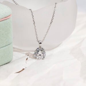 Aurora Geometry Round Shape Lab Grown Diamond D VS1 2.08CT 18K White Gold Necklace MSN-849