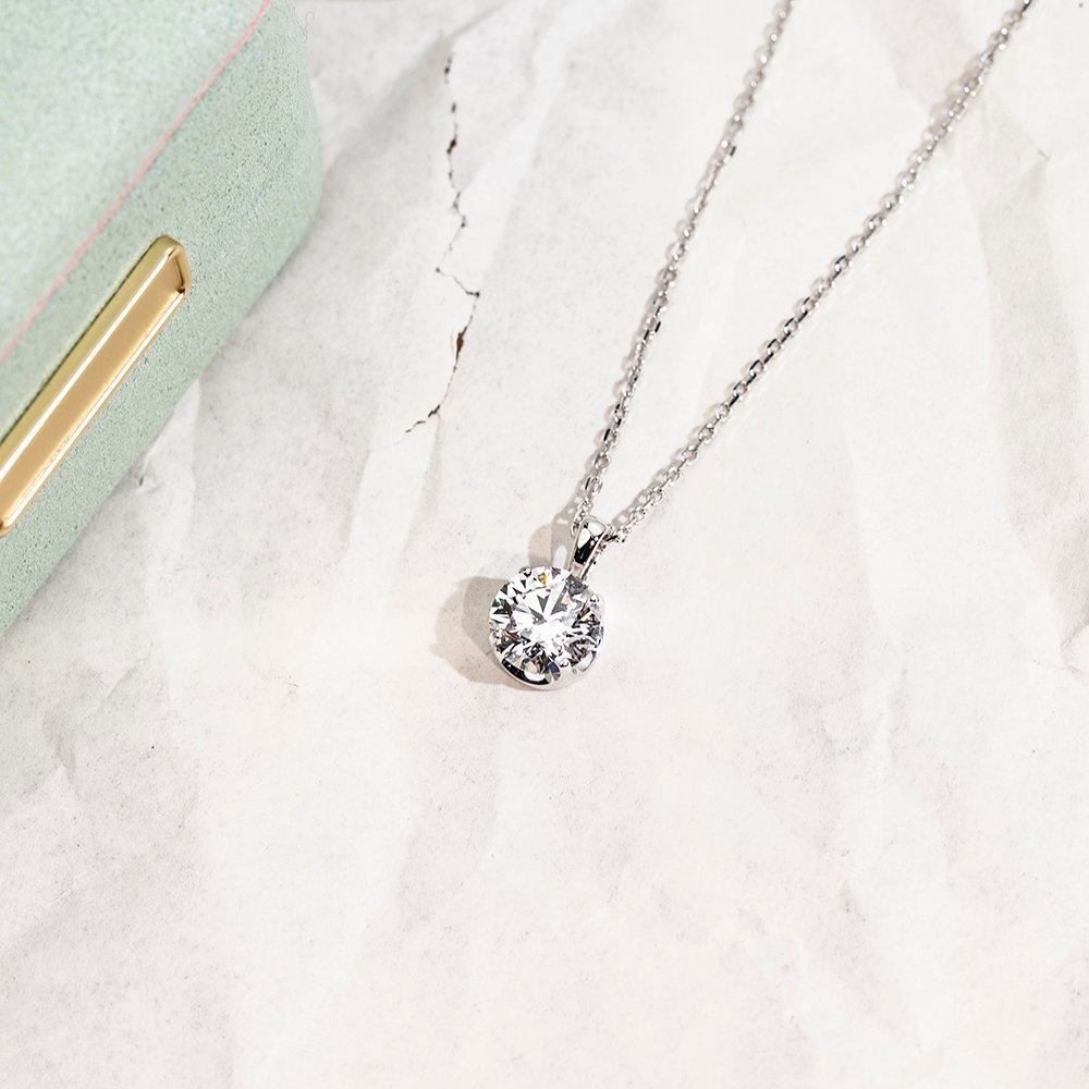 Aurora Geometry Round Shape Lab Grown Diamond D VS1 2.08CT 18K White Gold Necklace MSN-849