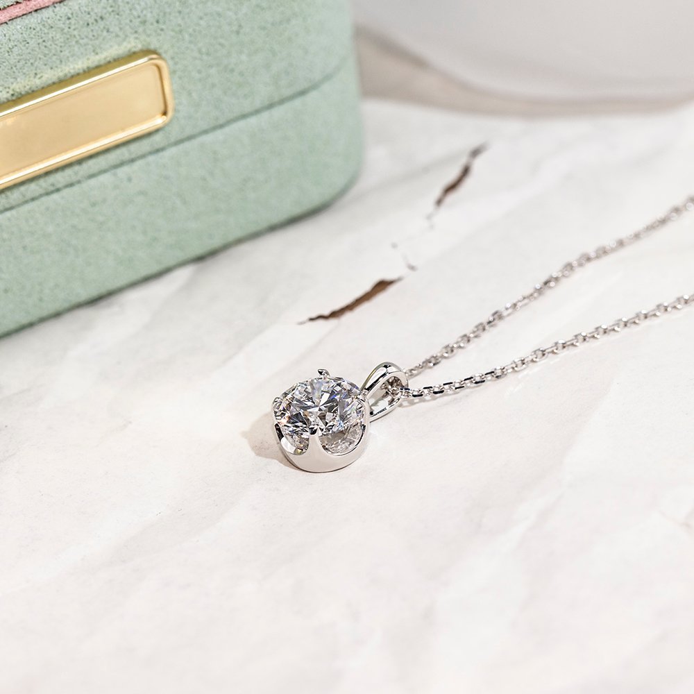 Aurora Geometry Round Shape Lab Grown Diamond D VS1 2.08CT 18K White Gold Necklace MSN-849