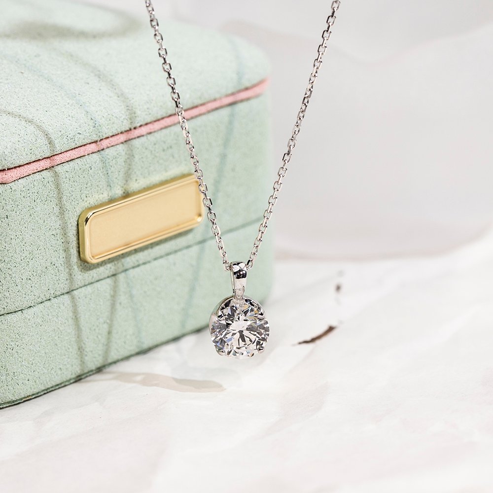 Aurora Geometry Round Shape Lab Grown Diamond D VS1 2.08CT 18K White Gold Necklace MSN-849