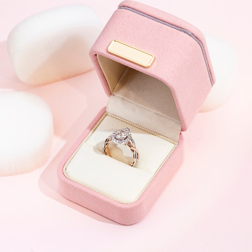 Aurora Geometry Pear Cut Lab Grown Diamond 1CT Halo E VVS2 10K White Gold Ring MSR-1688