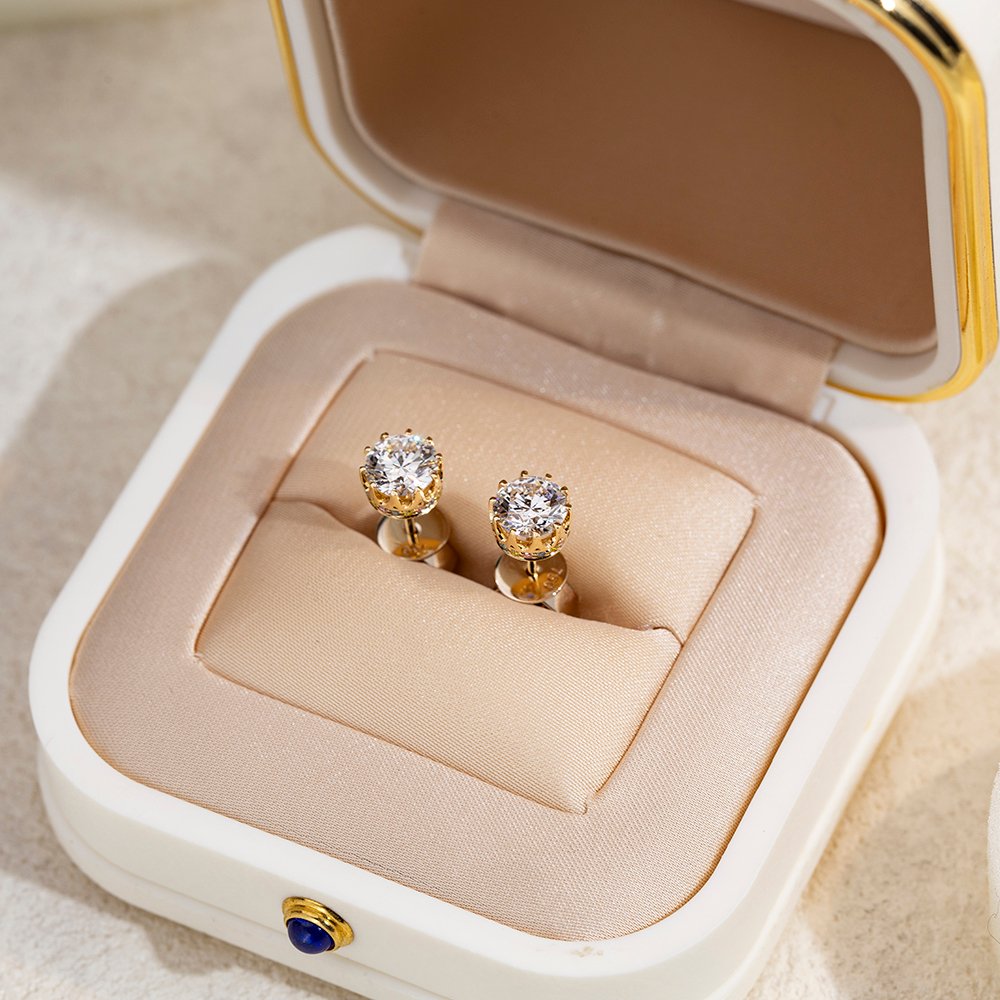 Aurora Geometry Round Shape Lab Grown Diamond 0.83Carats D VVS2 18K White Gold Studs Earrings MSE-782