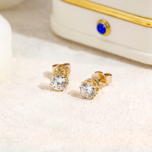 Aurora Geometry Round Shape Lab Grown Diamond 0.83Carats D VVS2 18K White Gold Studs Earrings MSE-782