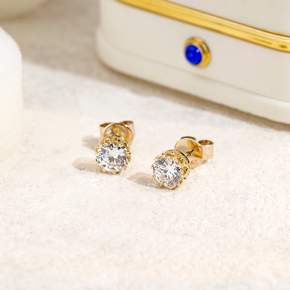 Aurora Geometry Round Shape Lab Grown Diamond 0.83Carats D VVS2 18K White Gold Studs Earrings MSE-782