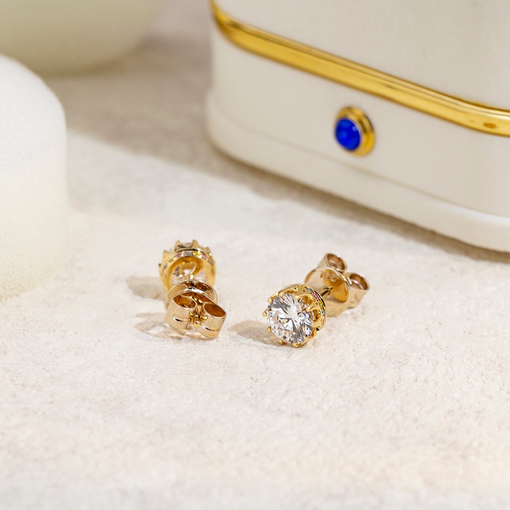 Aurora Geometry Round Shape Lab Grown Diamond 0.83Carats D VVS2 18K White Gold Studs Earrings MSE-782