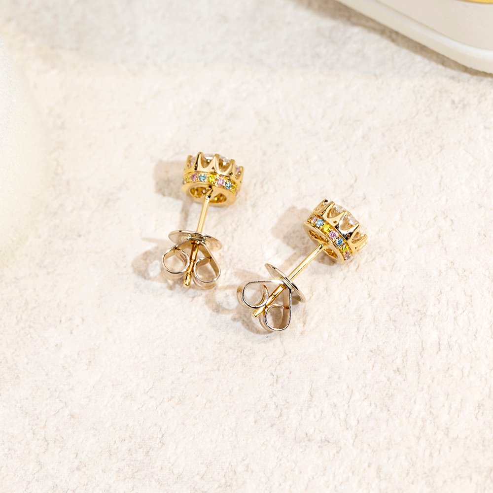 Aurora Geometry Round Shape Lab Grown Diamond 0.83Carats D VVS2 18K White Gold Studs Earrings MSE-782