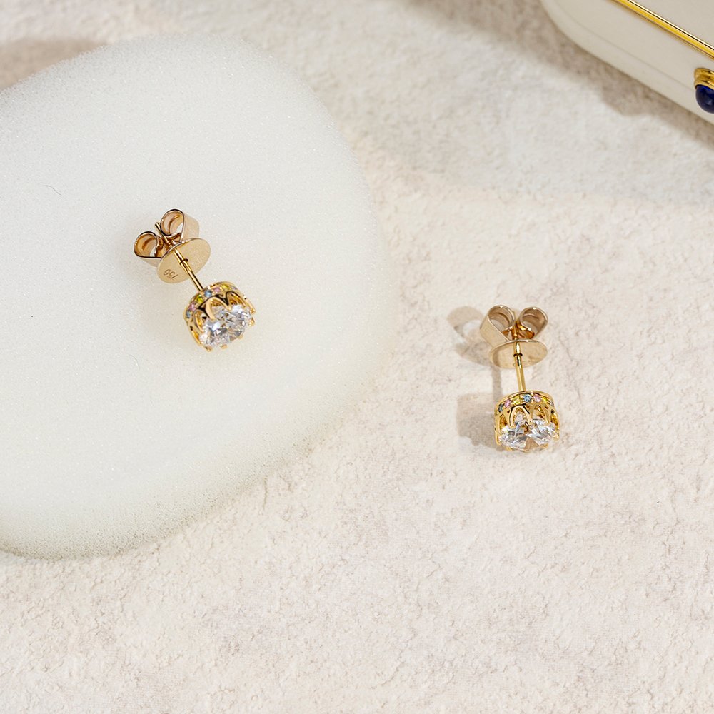 Aurora Geometry Round Shape Lab Grown Diamond 0.83Carats D VVS2 18K White Gold Studs Earrings MSE-782